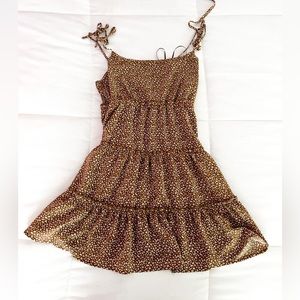 Brown and White Dress